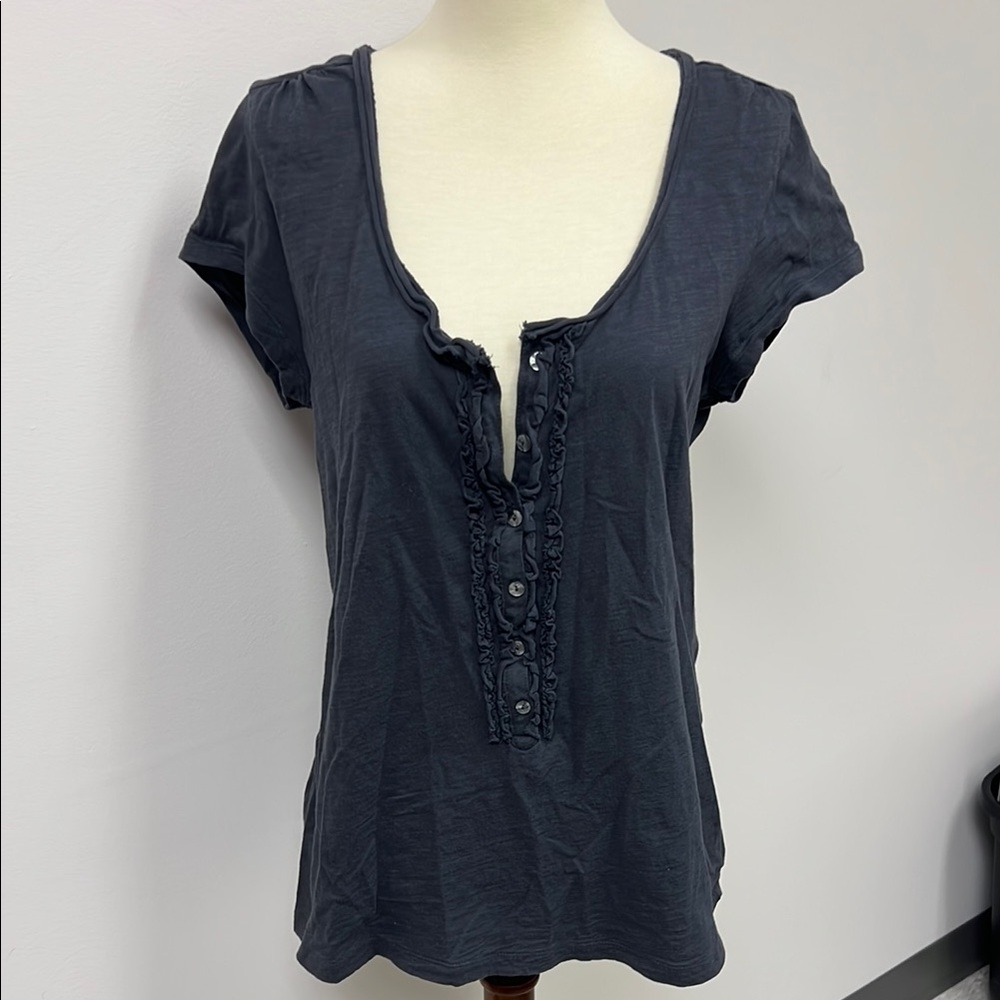 Women's Black Button-Front Top